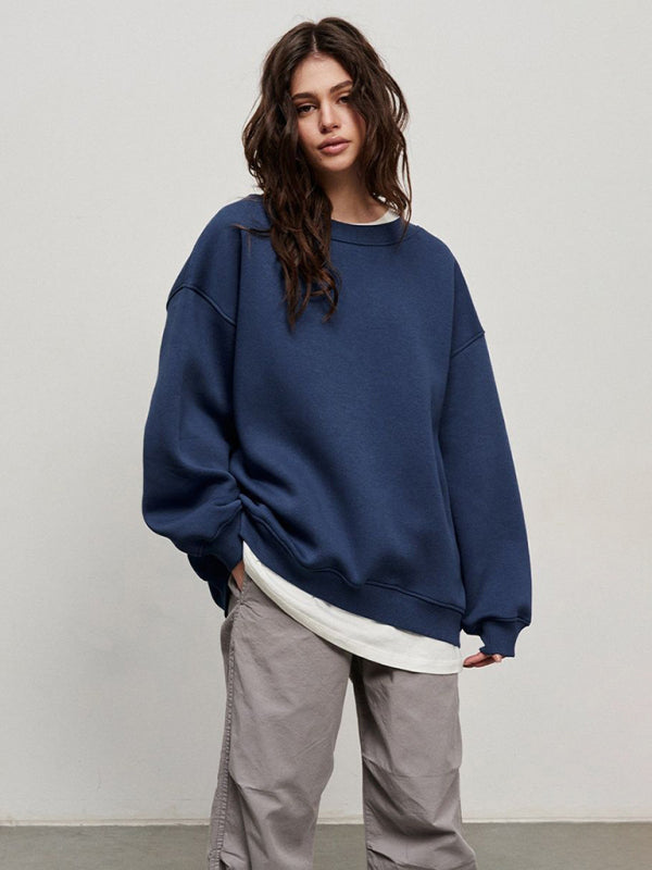 Feminine Round neck polar fleece loose sweatshirt