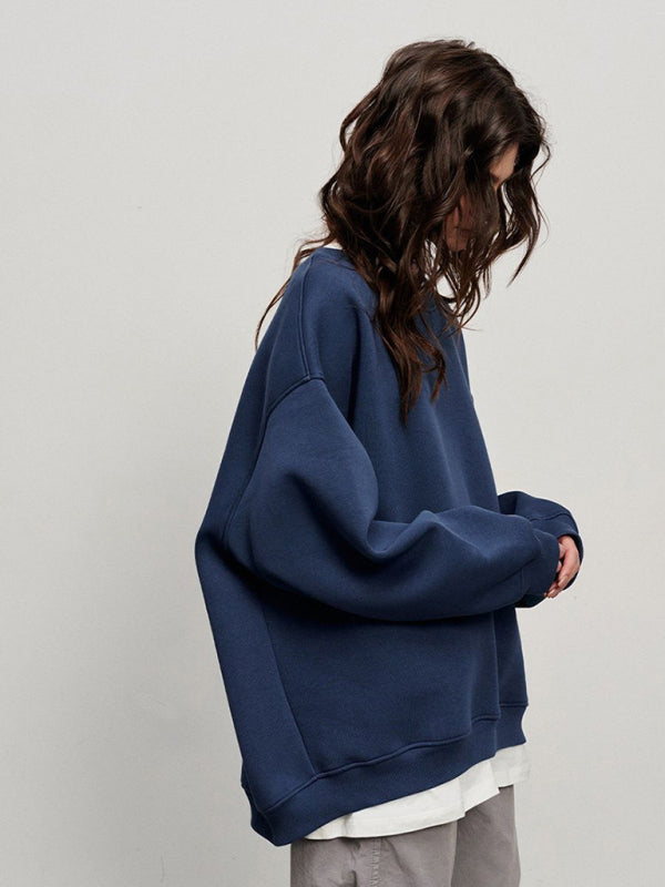 Feminine Round neck polar fleece loose sweatshirt