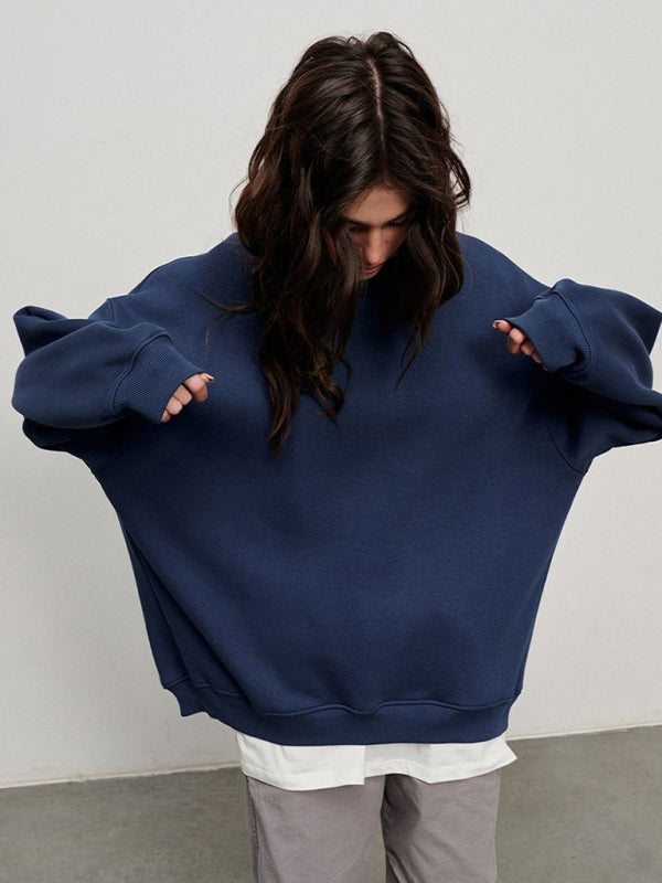 Feminine Round neck polar fleece loose sweatshirt