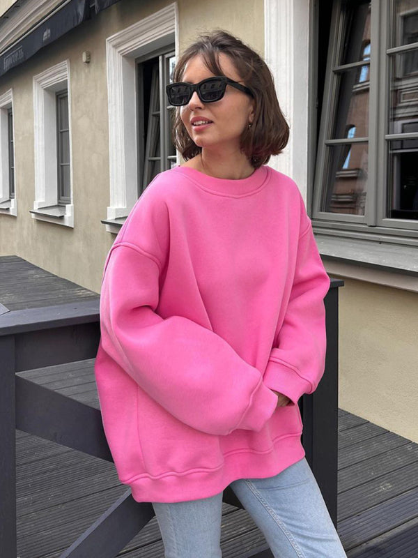 Feminine Round neck polar fleece loose sweatshirt