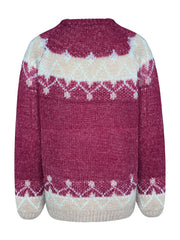 Lässiger, lockerer Mohair-Jacquard-Pullover für Damen 