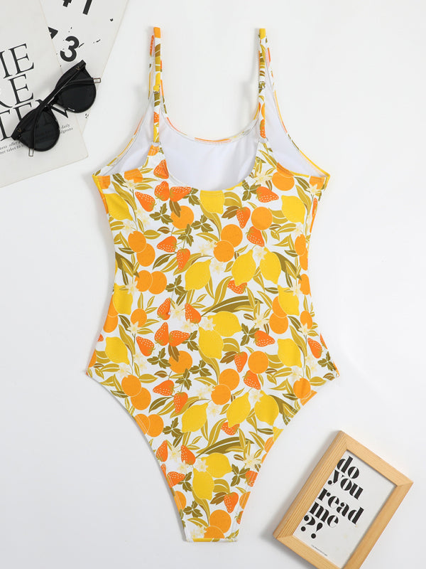 swimwear printed backless one-piece triangle swimsuit