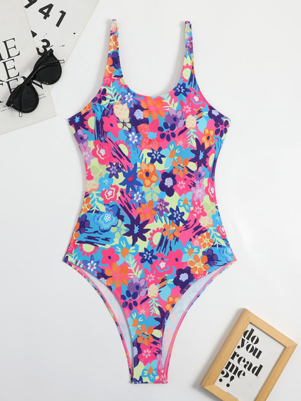 swimwear printed backless one-piece triangle swimsuit