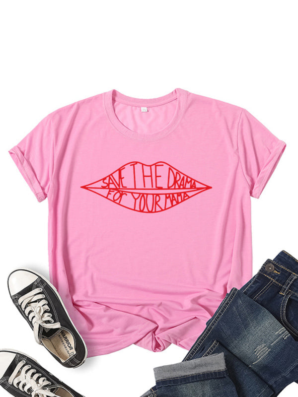 SAVE THEDRAMA lip graphic print short-sleeved T-shirt