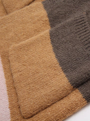 Women's Contrast Color Striped Long Knitted Cardigan