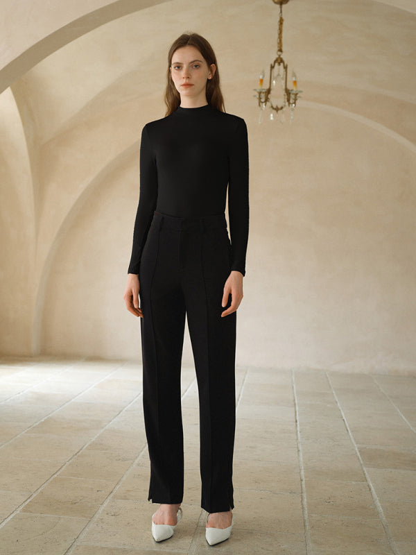 turtleneck slim long sleeve modal knit top