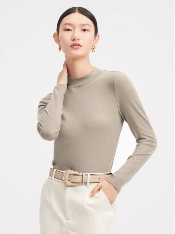 turtleneck slim long sleeve modal knit top