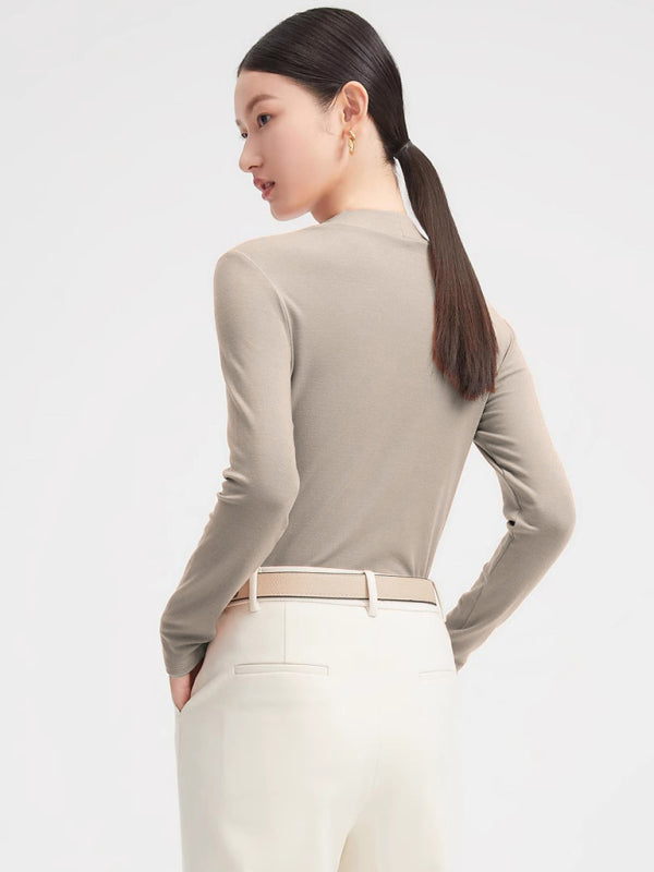 turtleneck slim long sleeve modal knit top