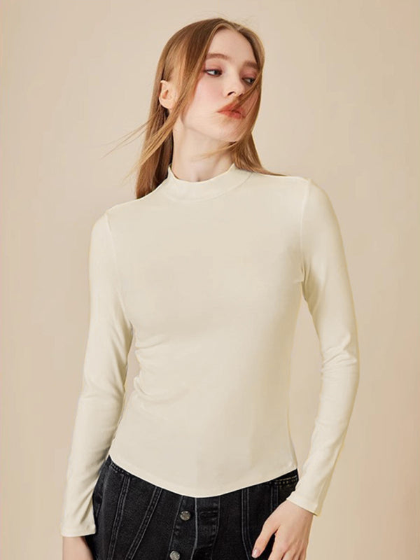 turtleneck slim long sleeve modal knit top