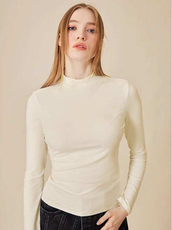 turtleneck slim long sleeve modal knit top