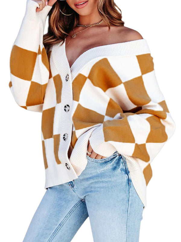 Lässige Strickjacke mit lockerem Knopfverschluss für Damen 