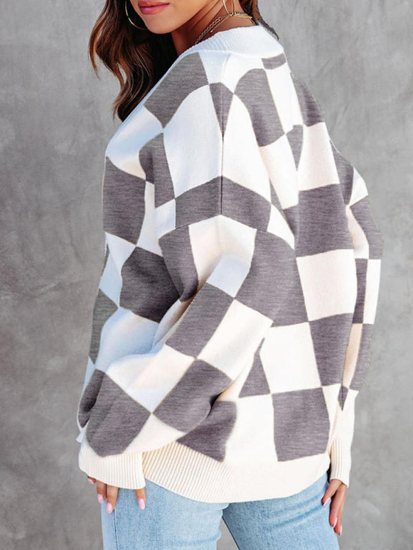 Lässige Strickjacke mit lockerem Knopfverschluss für Damen 