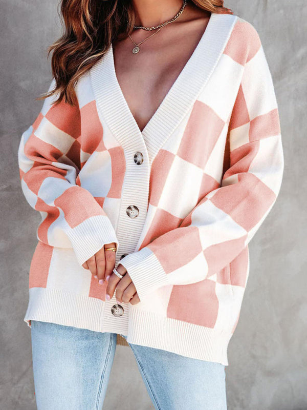 Lässige Strickjacke mit lockerem Knopfverschluss für Damen 