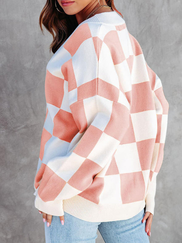 Lässige Strickjacke mit lockerem Knopfverschluss für Damen 