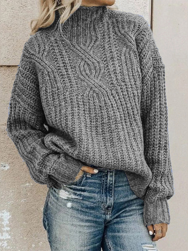 Pullover Rollkragenpullover Twist Strickpullover Top 