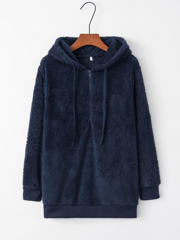 Veste polaire à capuche avec cordon de serrage pour femme 
