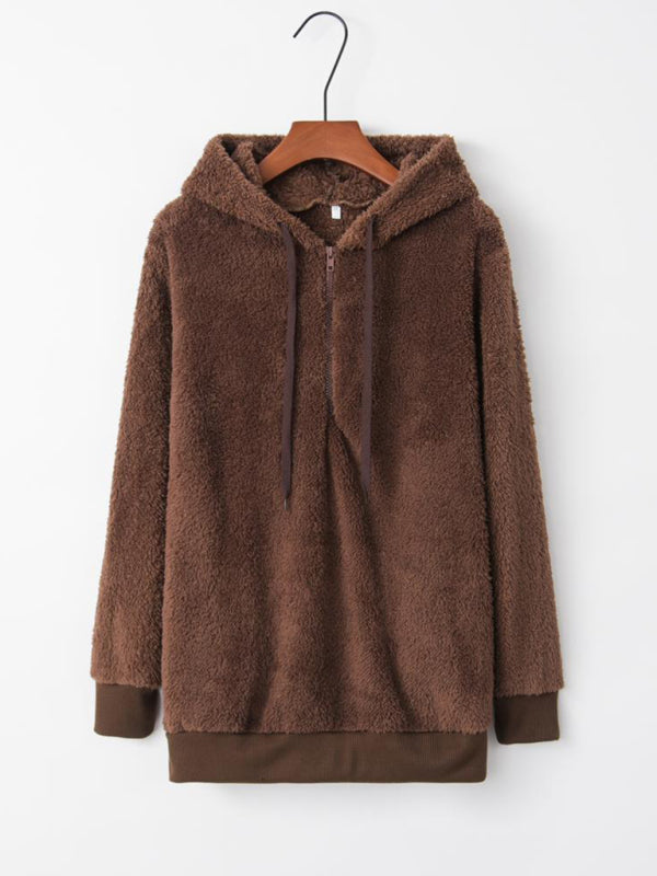 Veste polaire à capuche avec cordon de serrage pour femme 
