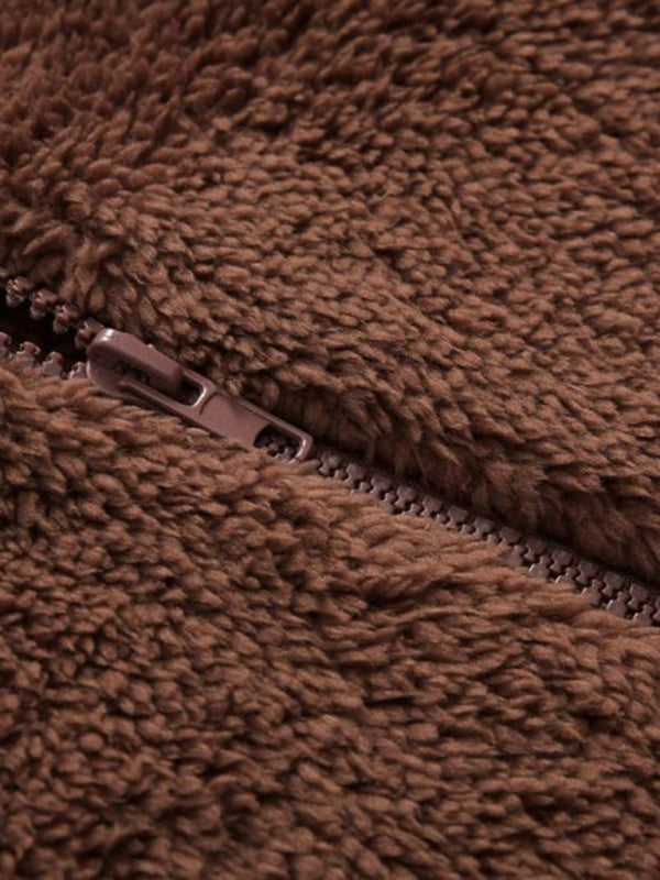 Veste polaire à capuche avec cordon de serrage pour femme 