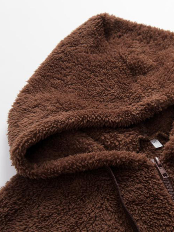 Veste polaire à capuche avec cordon de serrage pour femme 