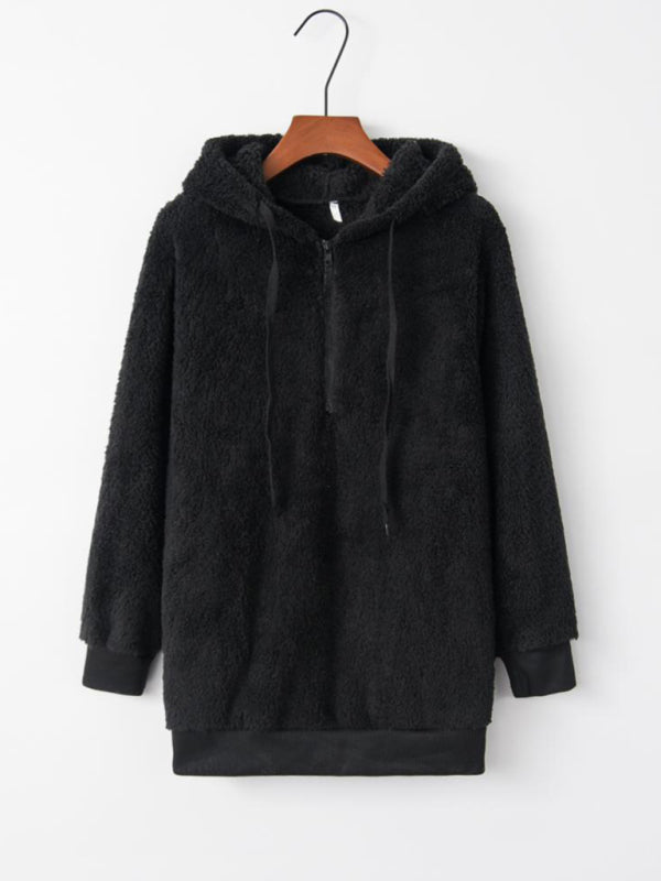 Veste polaire à capuche avec cordon de serrage pour femme 