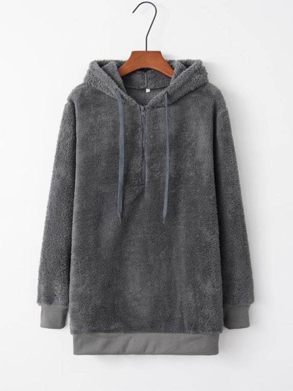 Veste polaire à capuche avec cordon de serrage pour femme 