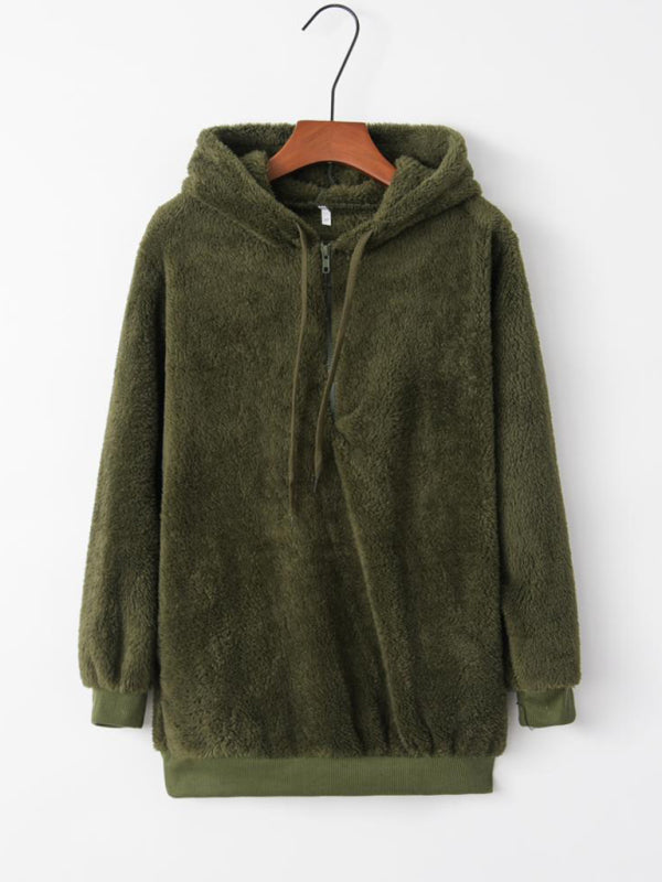 Veste polaire à capuche avec cordon de serrage pour femme 