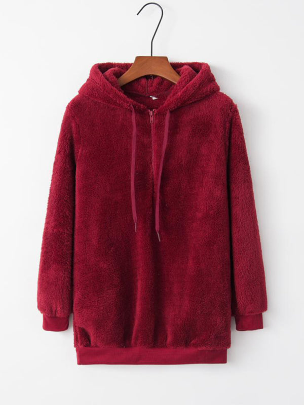 Veste polaire à capuche avec cordon de serrage pour femme 