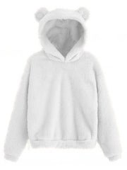 Warmes Sweatshirt mit Kapuze und Hasenohren aus Pelz 