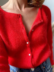 solid color single-breasted loose dropped shoulder sleeve knitted cardigan