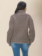 Lässiger Damen-Strickpullover mit Karomuster und ReißverschlussRP0023567 