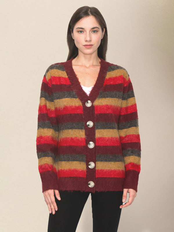 Lässiger gestreifter Strickpullover für DamenRP0023556 