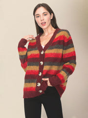 Lässiger gestreifter Strickpullover für DamenRP0023556 