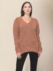 Lässiger, lockerer Pullover mit V-Ausschnitt für DamenRP0023558 