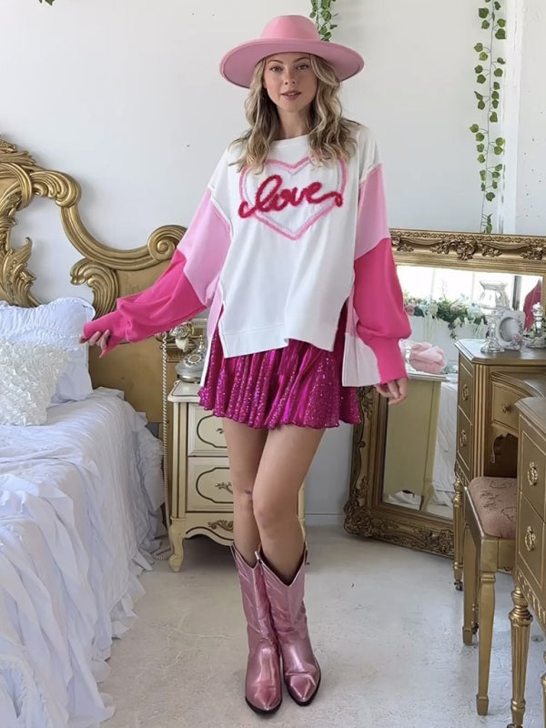 Sweat-shirt à manches longues brodé pour la Saint-Valentin 