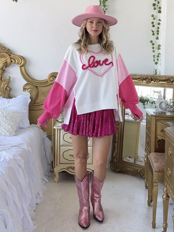 Sweat-shirt à manches longues brodé pour la Saint-Valentin 