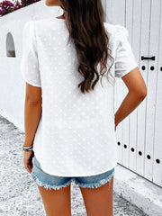 Women's style solid color V-neck ruffle sleeve top