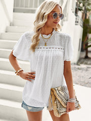 Women's jacquard temperament commuter short-sleeved shirt top
