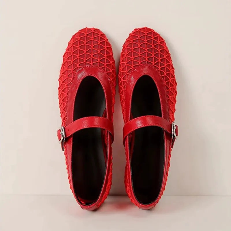 Cutout Mary Jane Fishnet Shoes