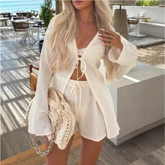 Pyjama deux pièces ample en pur coton à manches courtes et short