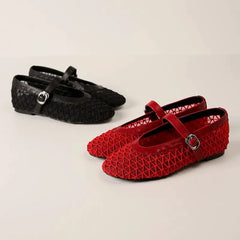 Cutout Mary Jane Fishnet Shoes