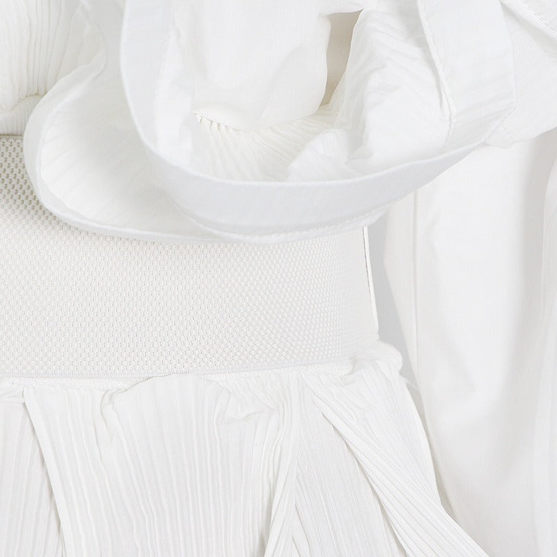 Stand-Up Collar Pleated Top