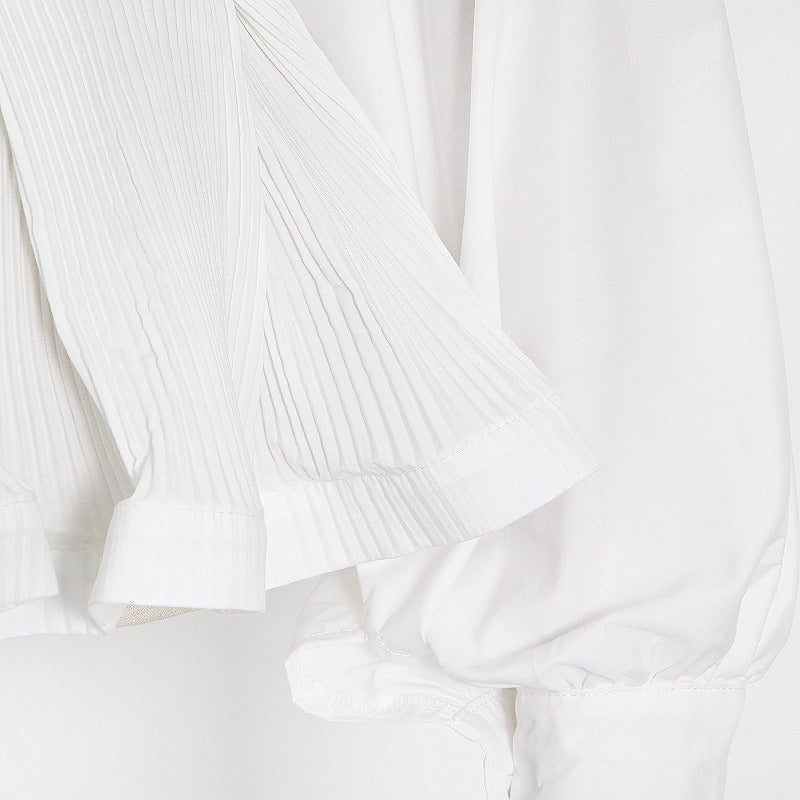 Stand-Up Collar Pleated Top