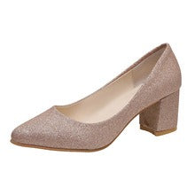 Women's Low-cut Sequined Mid Fat Feet Wide