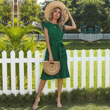 Polka Dot Round Neck Dress with Pockets